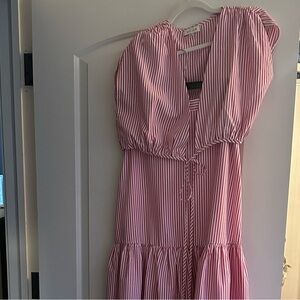 Vici Pink and White Striped Maxi Dress